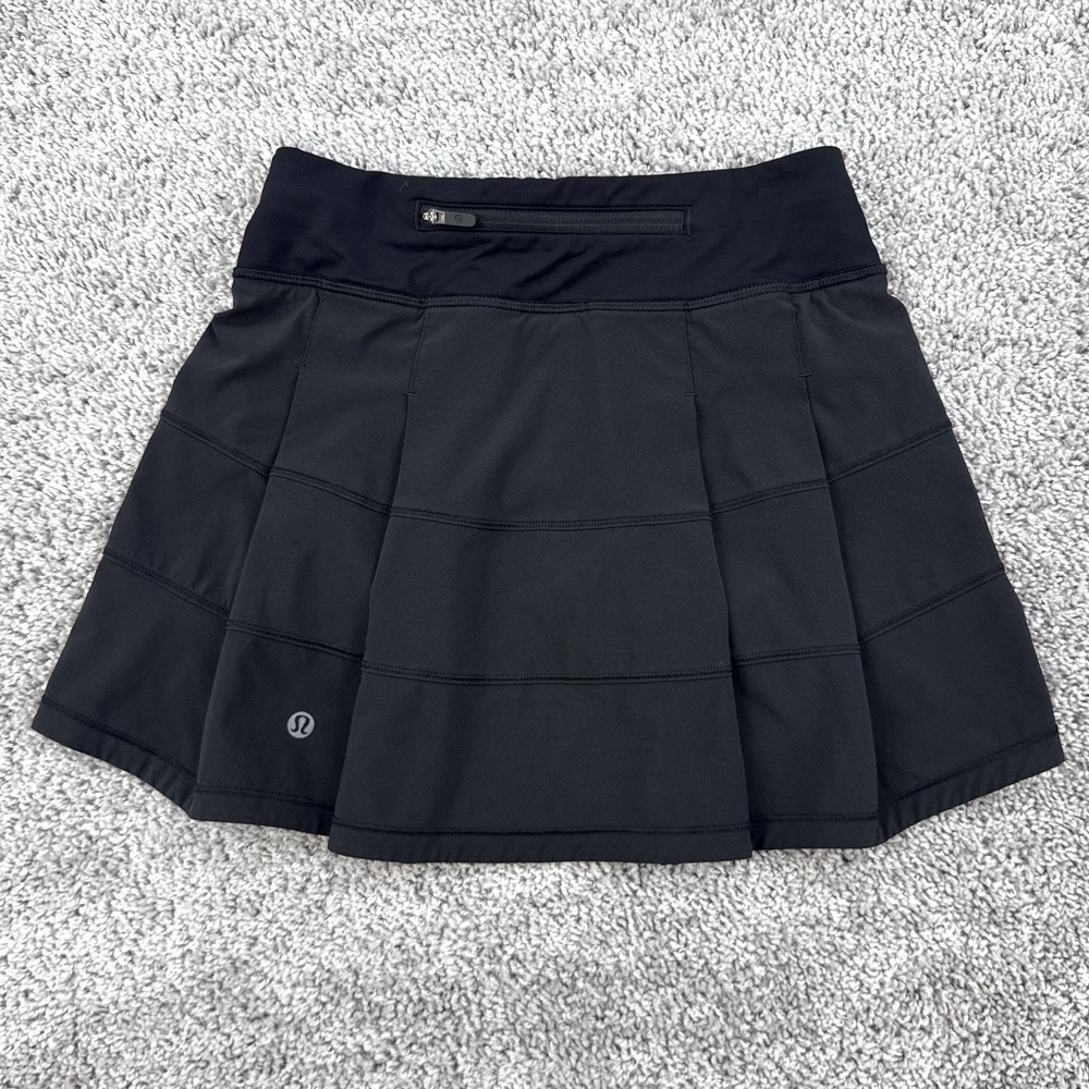 Lululemon Pace Rival Skirt 4 Way Stretch 15" 0 Tall Black Tennis Pickleball Hike